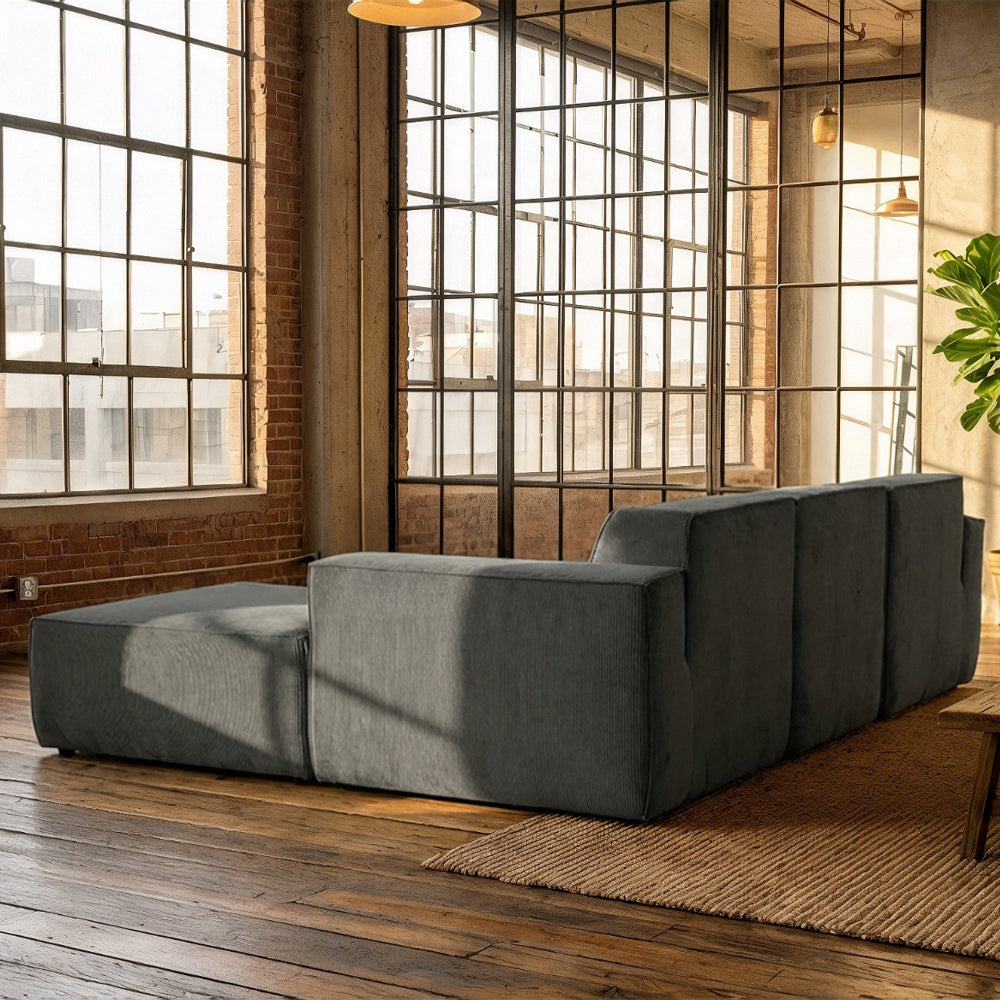 Hugspacee Corduroy 3 Seater Sofa with Footstool