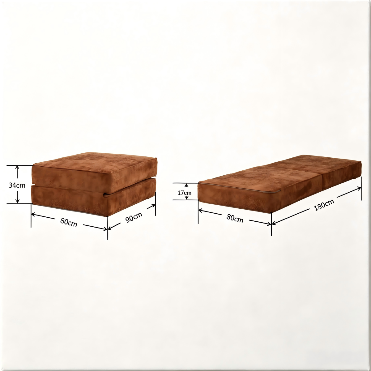 Hugspacee Velvet Corduroy Compressed Daybed Lounge Sofa Ottoman