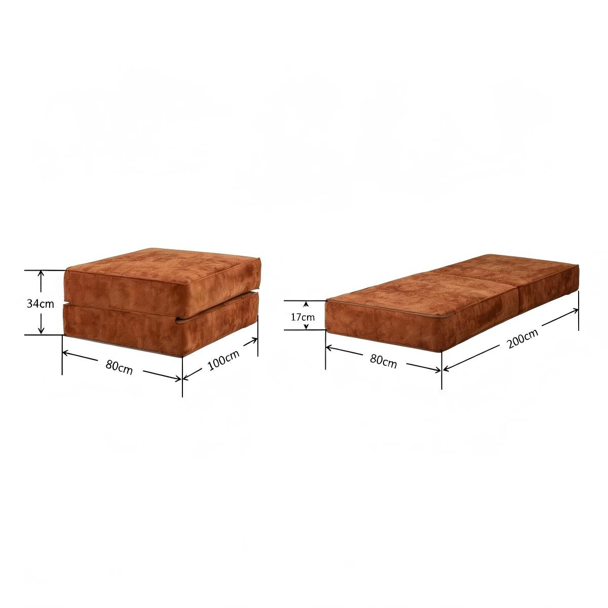 Hugspacee Velvet Corduroy Compressed Daybed Ottoman