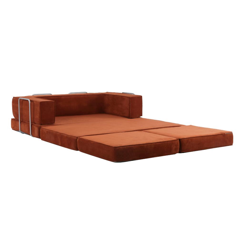 Hugspacee Velvet Compressed Daybed lounge Sofa with Ottoman