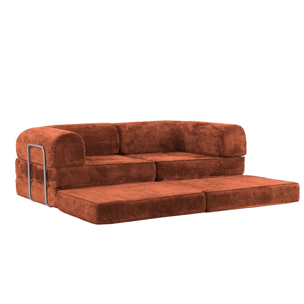 Hugspacee Velvet Corduroy Compressed Daybed lounge Sofa with Ottoman