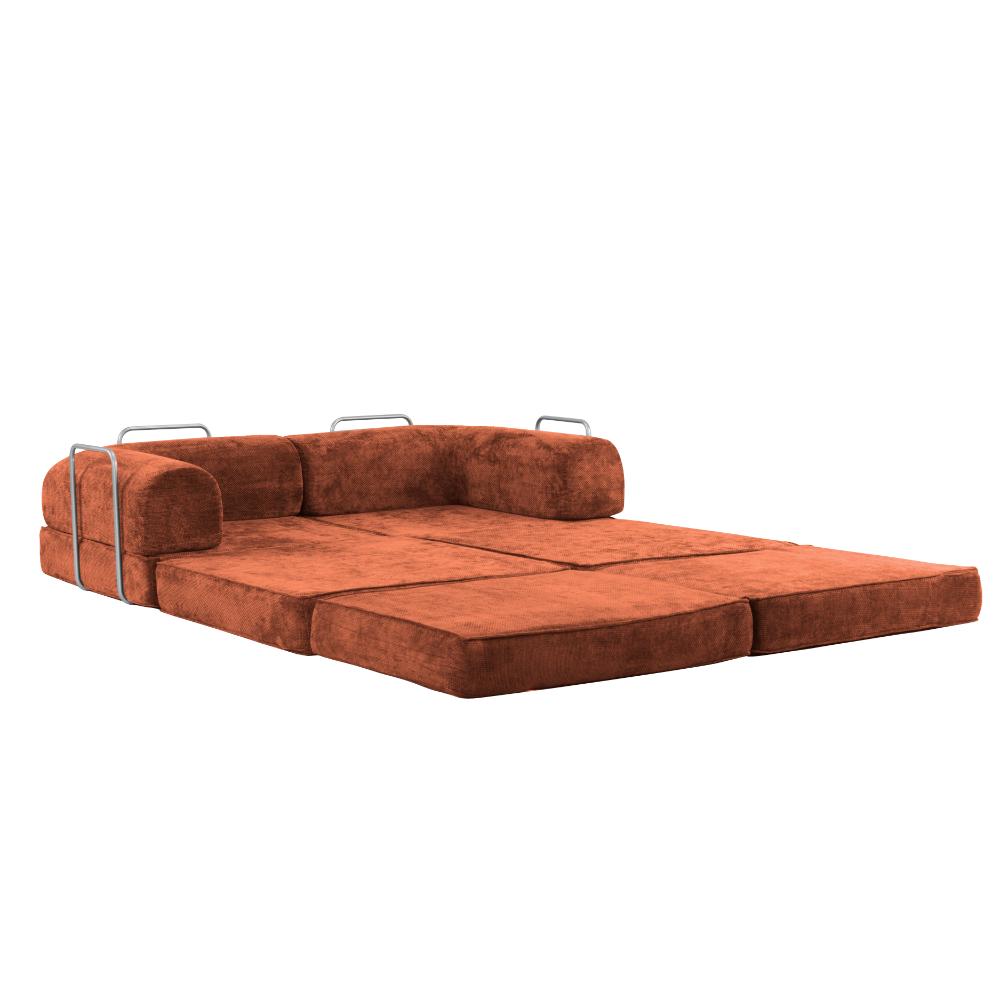 Hugspacee Velvet Corduroy Compressed Daybed lounge Sofa with Ottoman
