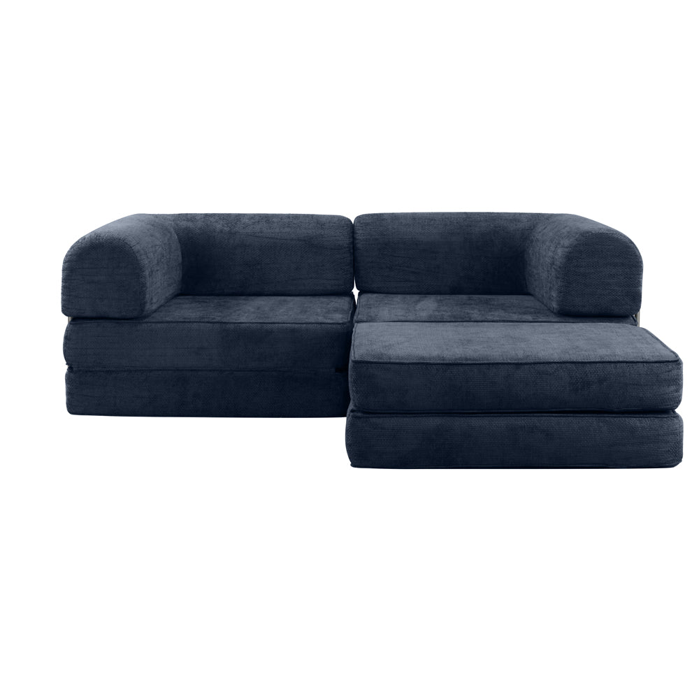Hugspacee Velvet Corduroy Compressed Daybed lounge Sofa with Ottoman