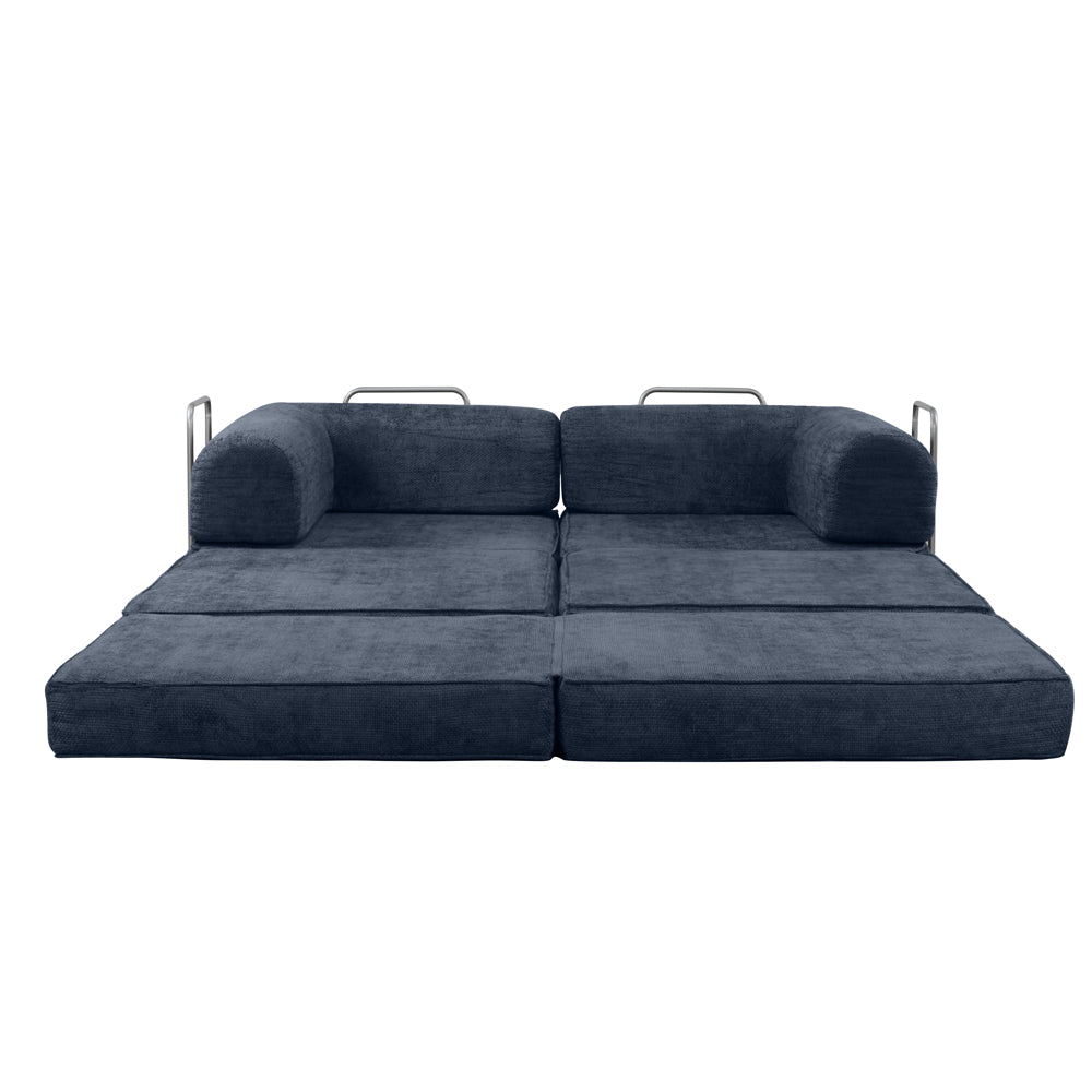 Hugspacee Velvet Corduroy Compressed Daybed lounge Sofa with Ottoman