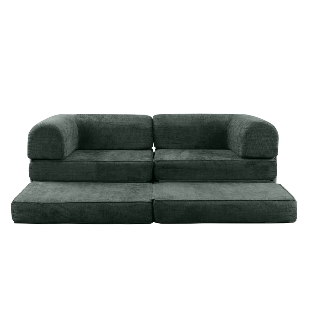 Hugspacee Velvet Corduroy Compressed Daybed lounge Sofa with Ottoman