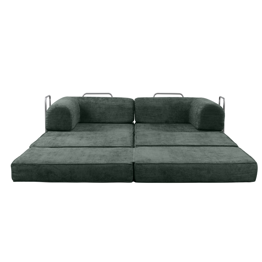 Hugspacee Velvet Corduroy Compressed Daybed lounge Sofa with Ottoman