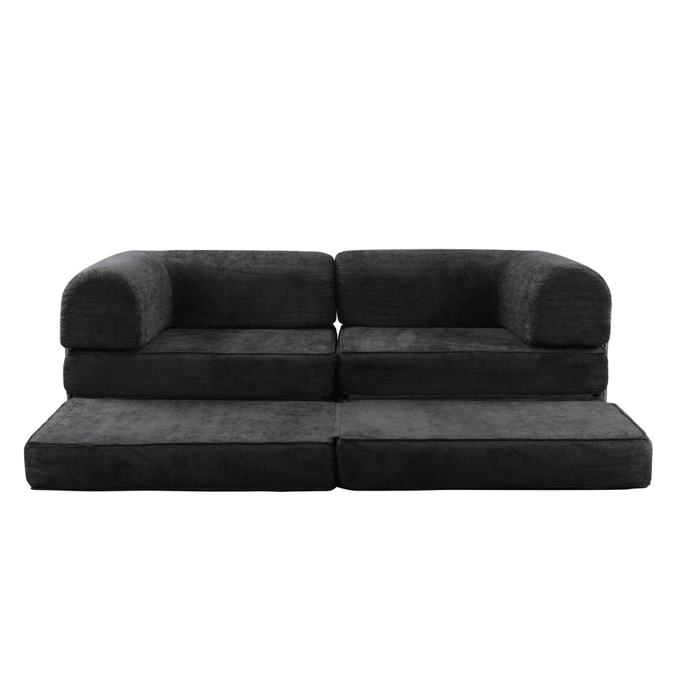 Hugspacee Velvet Corduroy Compressed Daybed lounge Sofa with Ottoman