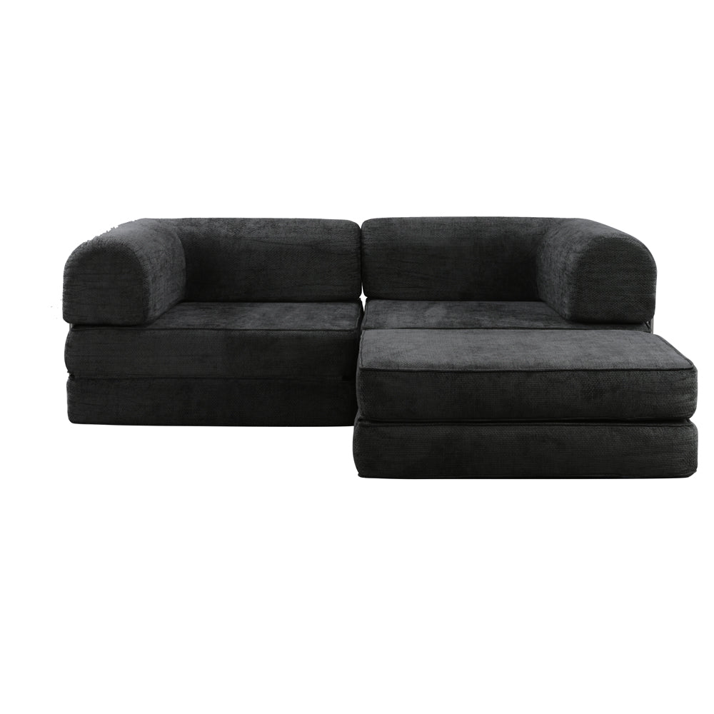 Hugspacee Velvet Corduroy Compressed Daybed lounge Sofa with Ottoman