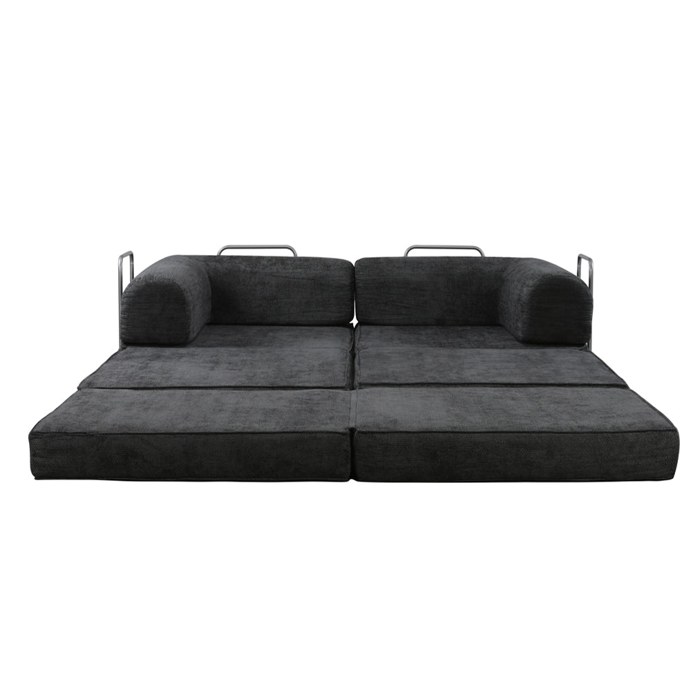 Hugspacee Velvet Corduroy Compressed Daybed lounge Sofa with Ottoman