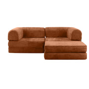 Hugspacee Velvet Corduroy Compressed Daybed lounge Sofa with Ottoman