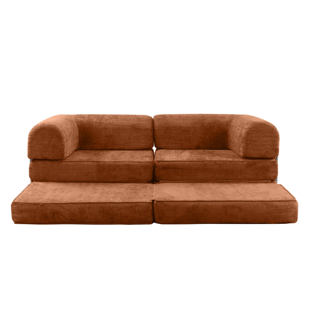 Hugspacee Velvet Corduroy Compressed Daybed lounge Sofa with Ottoman