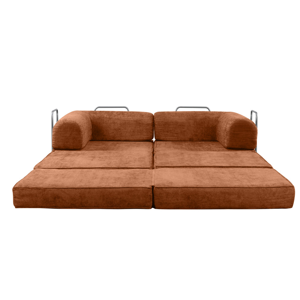 Hugspacee Velvet Corduroy Compressed Daybed lounge Sofa with Ottoman