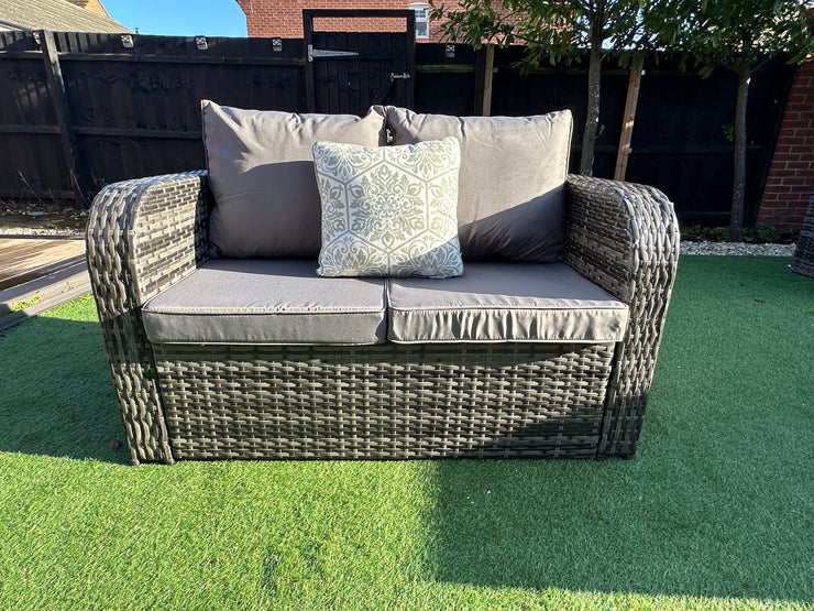 Lotus Outdoor 10 Seater Rattan Garden Sofa with Fire Pit Table Set