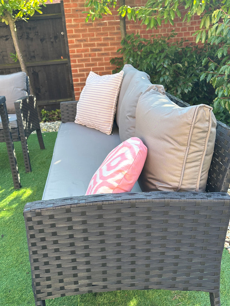 Eton 5 Seater Rattan Garden Armchair Sofa Set With Coffee Table