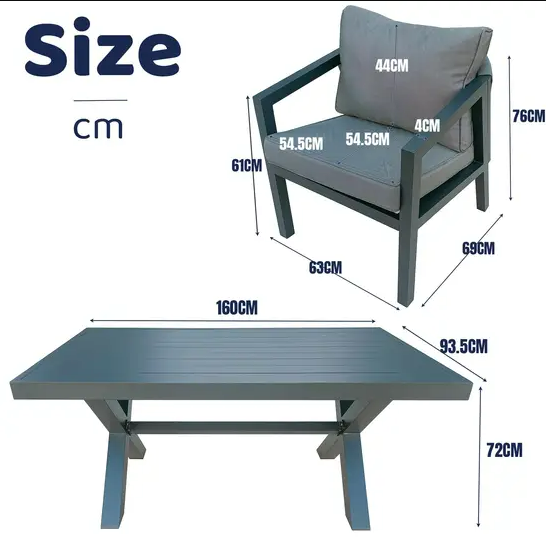 Berlin 6 seater Aluminium & Rope Patio Garden Furniture Set with Firepit Table Option