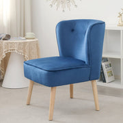 Jola Velvet Accent Chair With Wooden Leg In Blue