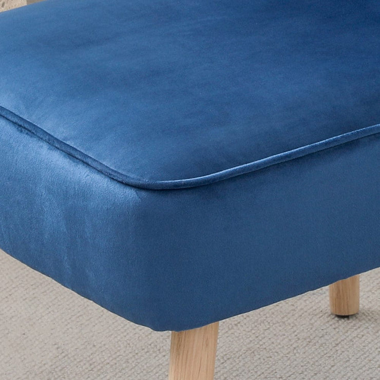 Jola Velvet Accent Chair With Wooden Leg In Blue