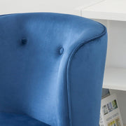 Jola Velvet Accent Chair With Wooden Leg In Blue