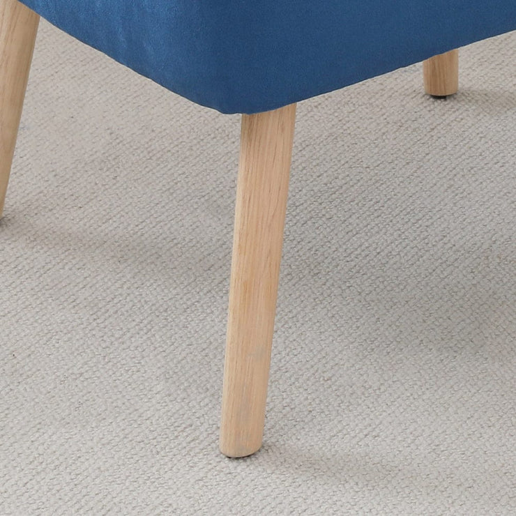 Jola Velvet Accent Chair With Wooden Leg In Blue