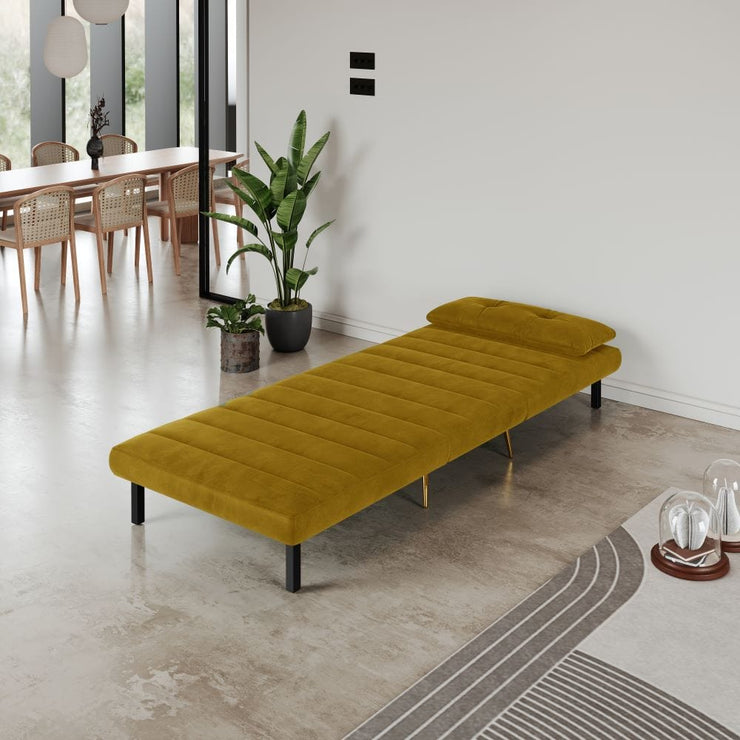 Jola Velvet Foldable Single Sofa Bed with Pillow