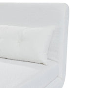 Jola White Boucle Foldable Sofa Bed With Metal Legs And Pillow