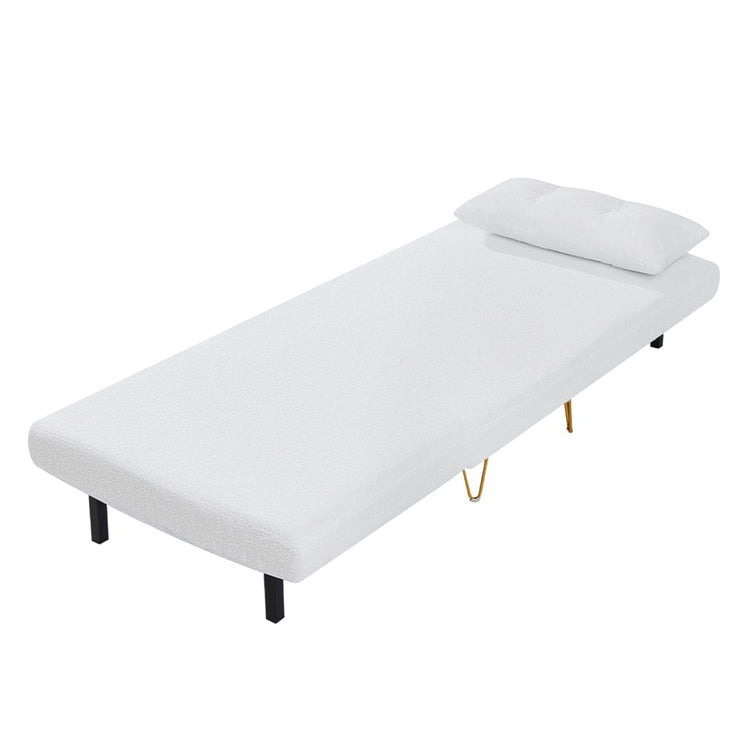 Jola Boucle Foldable Sofa Bed With Metal Legs And Pillow