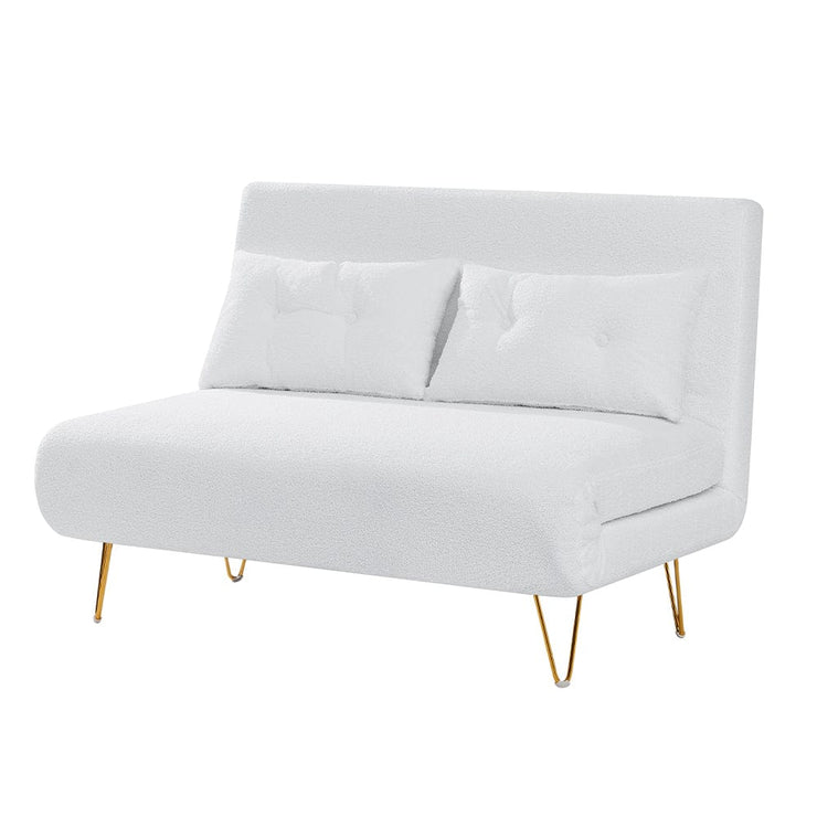 Jola Boucle Foldable Sofa Bed With Metal Legs And Pillow