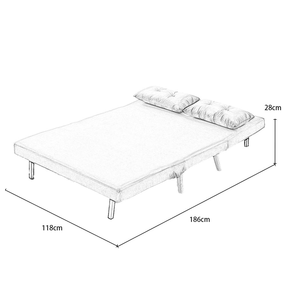 Jola White Boucle Foldable Sofa Bed With Metal Legs And Pillow