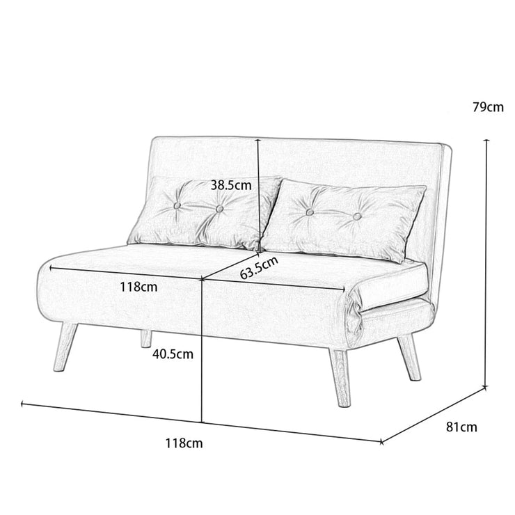 Jola Boucle Foldable Sofa Bed With Metal Legs And Pillow