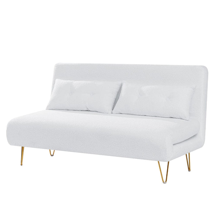 Jola Boucle Foldable Sofa Bed With Metal Legs And Pillow