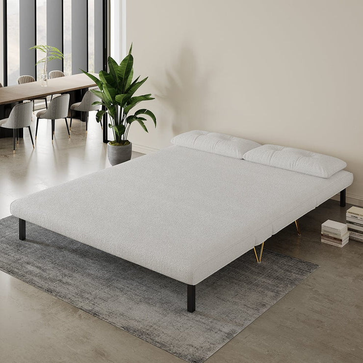 Jola Boucle Foldable Sofa Bed With Metal Legs And Pillow