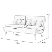 Jola White Boucle Foldable Sofa Bed With Metal Legs And Pillow