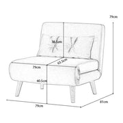 Jola Corduroy Foldable Sofa Bed With Metal Legs And Pillow