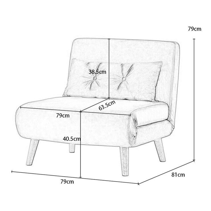 Jola Corduroy Foldable Sofa Bed With Metal Legs And Pillow