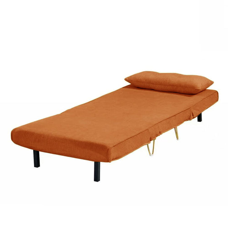 Jola Corduroy Foldable Sofa Bed With Metal Legs And Pillow