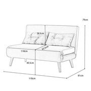 Jola Corduroy Foldable Sofa Bed With Metal Legs And Pillow