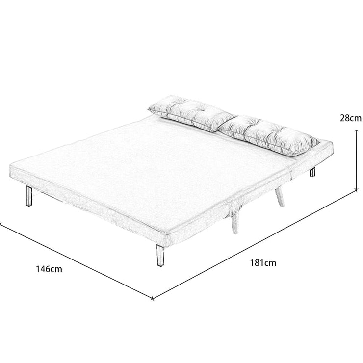 Jola Corduroy Foldable Sofa Bed With Metal Legs And Pillow