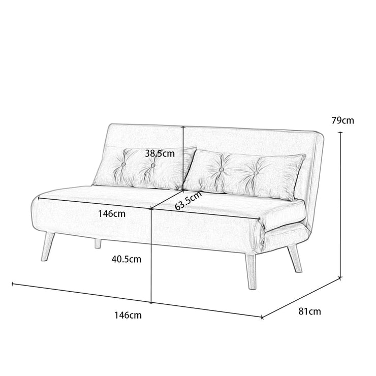 Jola Corduroy Foldable Sofa Bed With Metal Legs And Pillow