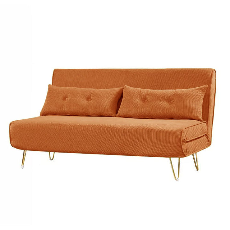 Jola Corduroy Foldable Sofa Bed With Metal Legs And Pillow