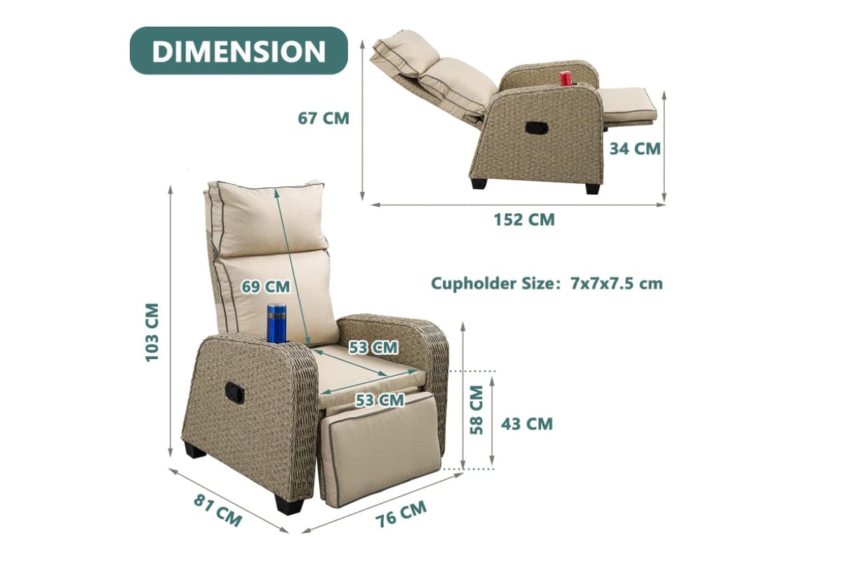 Outdoor Furniture Rattan Recliner Armchair