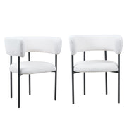 Set Of 2 Lex Boucle Dining Chairs Accent Chair Tub Chair With Curved Backrest