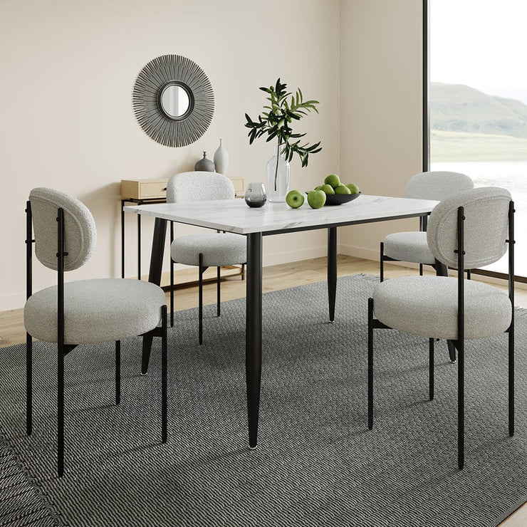 Lisa 120cm Rectangle Dining Table Set With 4 Boucle Chairs