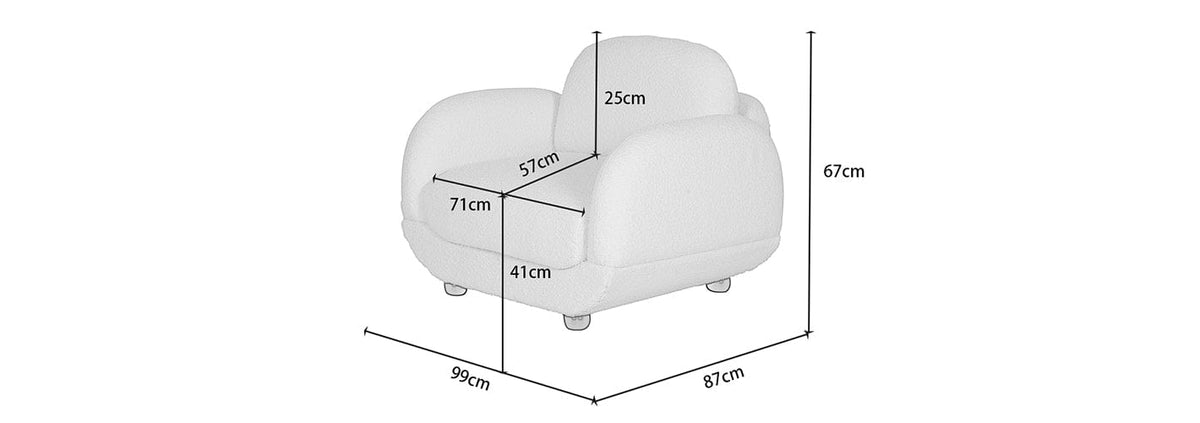Luca Boucle Single Sofa With Wooden Leg