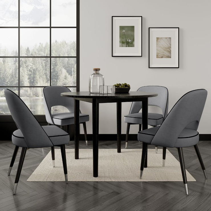 Luna 100cm Black Round Dining Table With Rubber Wood Legs