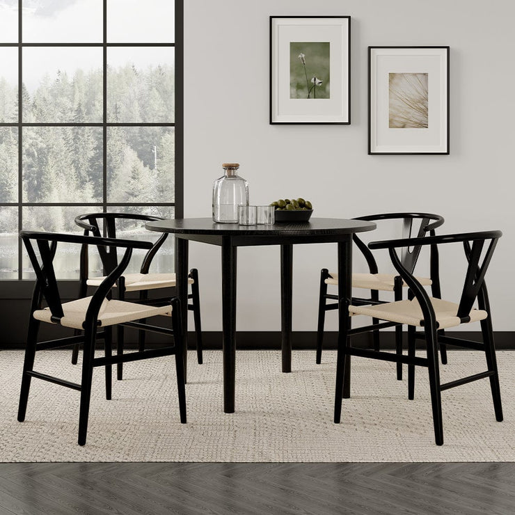 Luna Round Dining Table Set With 2-4 Beach Wood Chairs