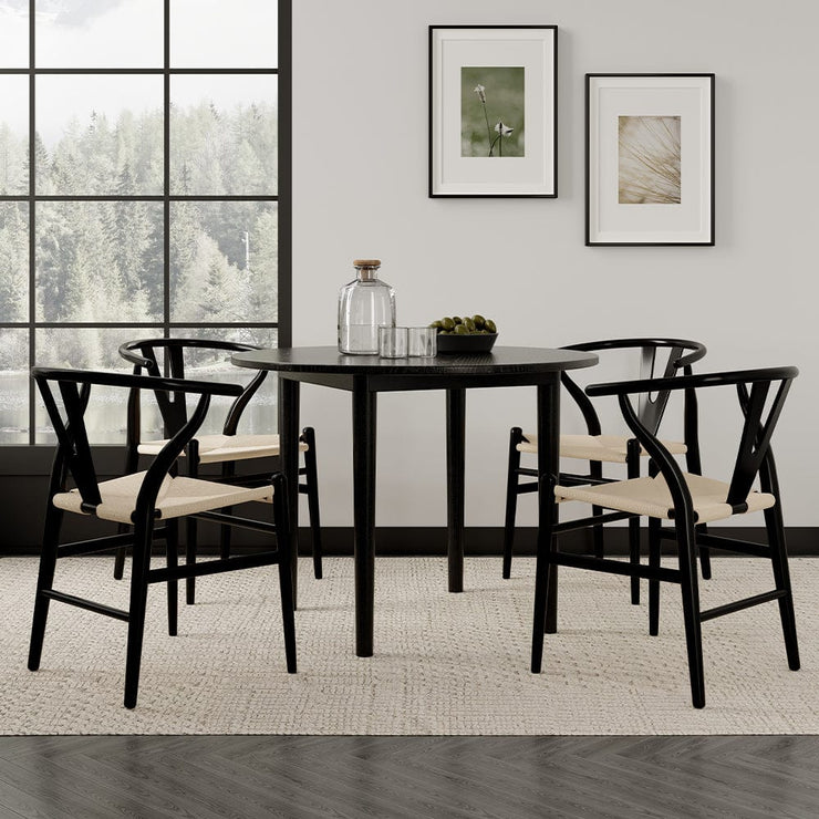 Luna 100cm Black Round Dining Table With Rubber Wood Legs