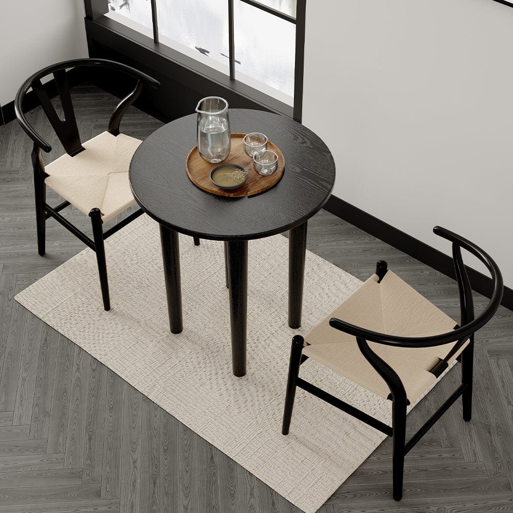 Luna Round Dining Table Set With 2-4 Beach Wood Chairs