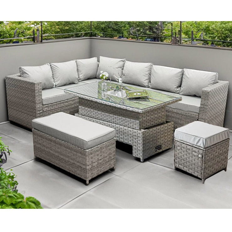 Monaco 9 Seater Ice Bucket Rattan Dining Set with option heavy duty rain cover