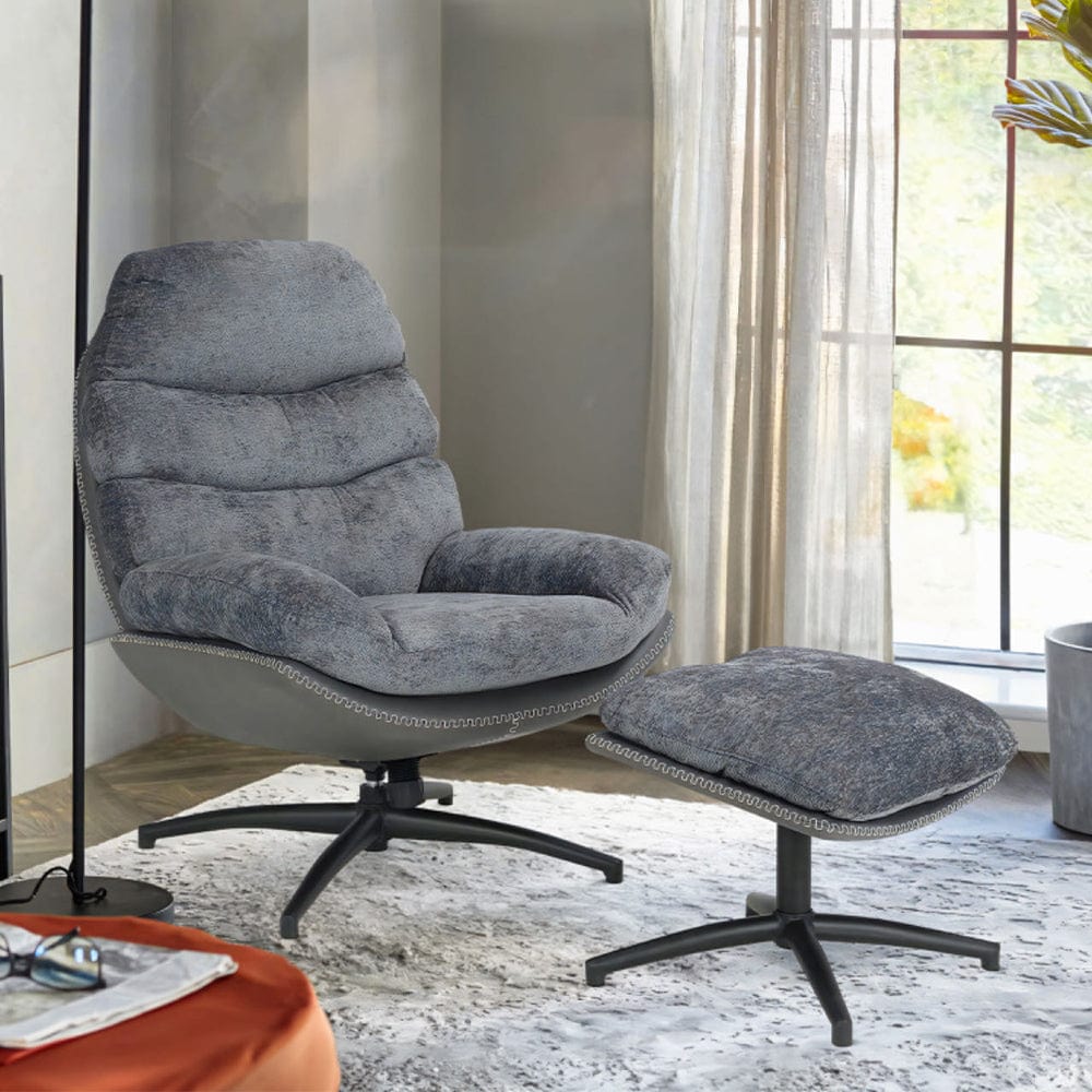 Manu Boucle Recliner Swivel Armchair With Footstool – Furniture Maxi