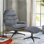 Manu Boucle Recliner Swivel Armchair With Footstool